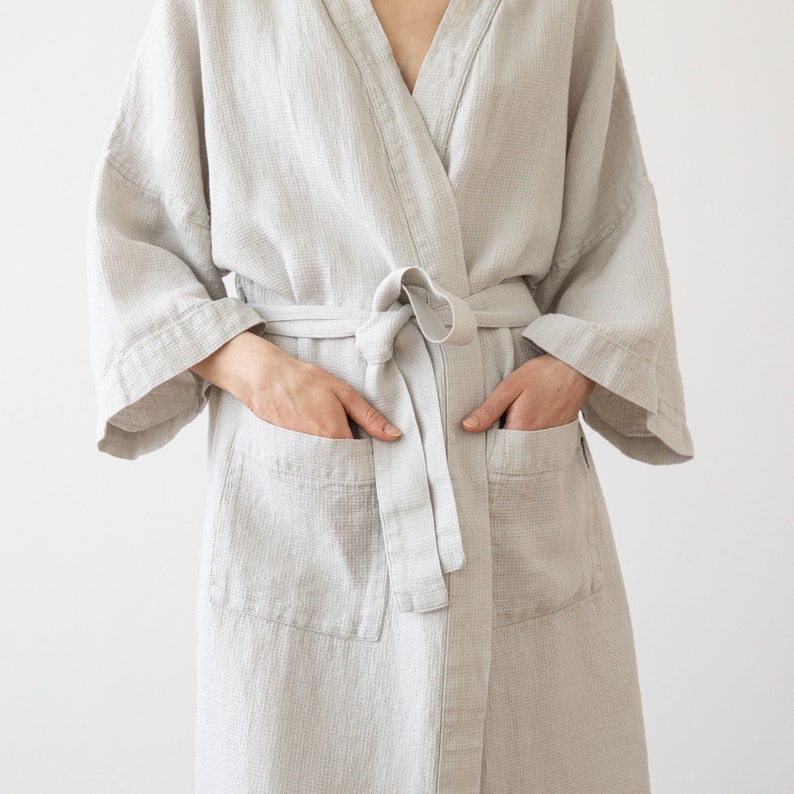 Women's Waffle Linen Bath Robe in Various Colour. Unisex Etsy