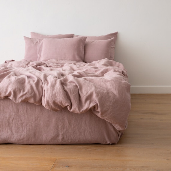 Washed Linen Duvet Cover Dusty Rose Queen King and Other Etsy