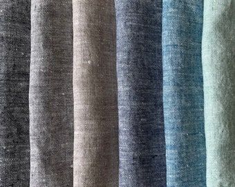 Heavy Weight Melange Linen fabric by the yard or meter in Various Colors. 280 gr/m2, 140cm width. Linen fabric for decor pillows, curtain.