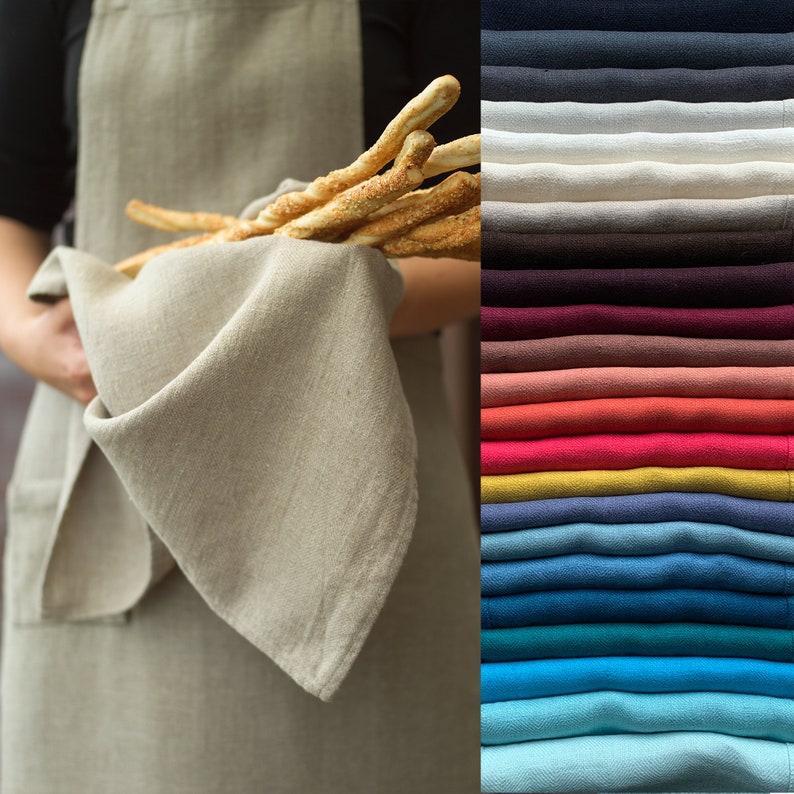 Set of 2 Linen Tea Towels in Natural Linen. Washed linen Etsy