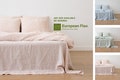 Ticking Striped Linen Flat Sheet in various colors. Queen, Twin, King washed linen bedding. Striped top linen sheet for farmhouse.