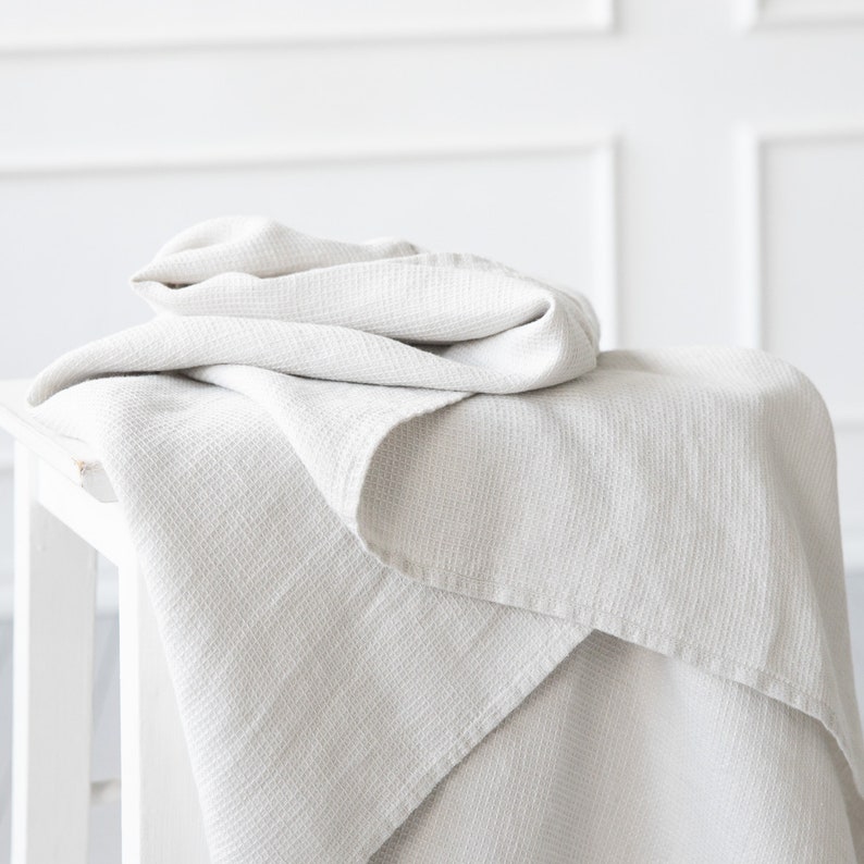 Linen Waffle Towels in Silver Towel Set Bath Towel Hand Etsy