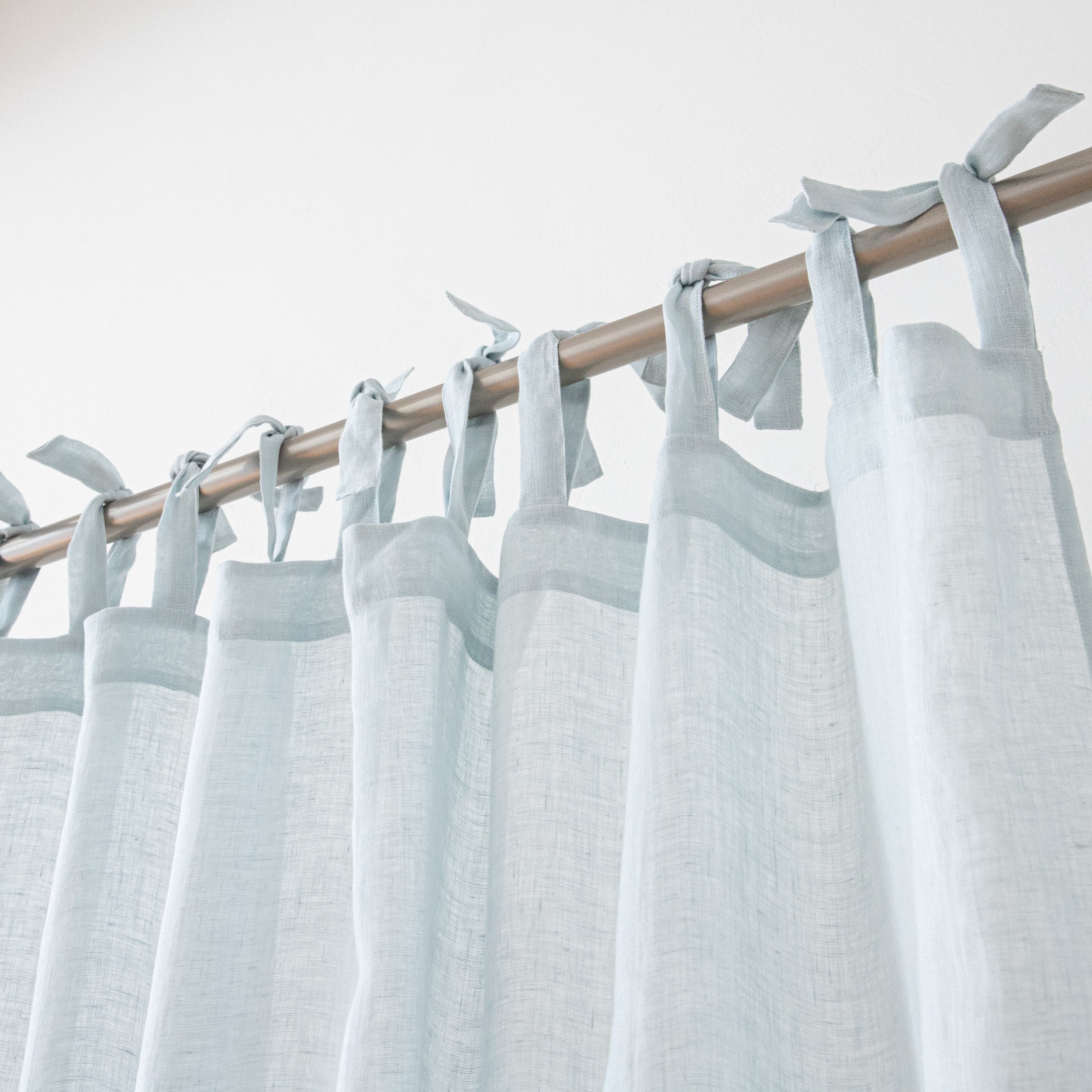 Sheer Linen Curtain Panel in Light Blue with Ties. Baby blue Etsy