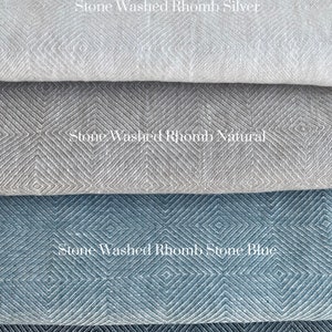 Washed Linen fabric by the yard or meter. Width 275cm / 108. Linen fabric for bedlinen, curtains and table linen. Rhomb Weave image 3