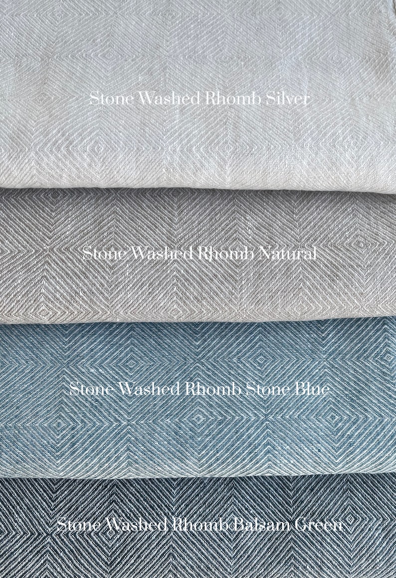 Washed Linen fabric by the yard or meter. Width 275cm / 108. Linen fabric for bedlinen, curtains and table linen. Rhomb Weave image 3