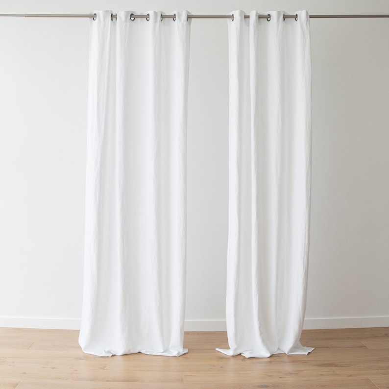 Heavy Linen Curtain Panel With Grommets in White Washed Etsy