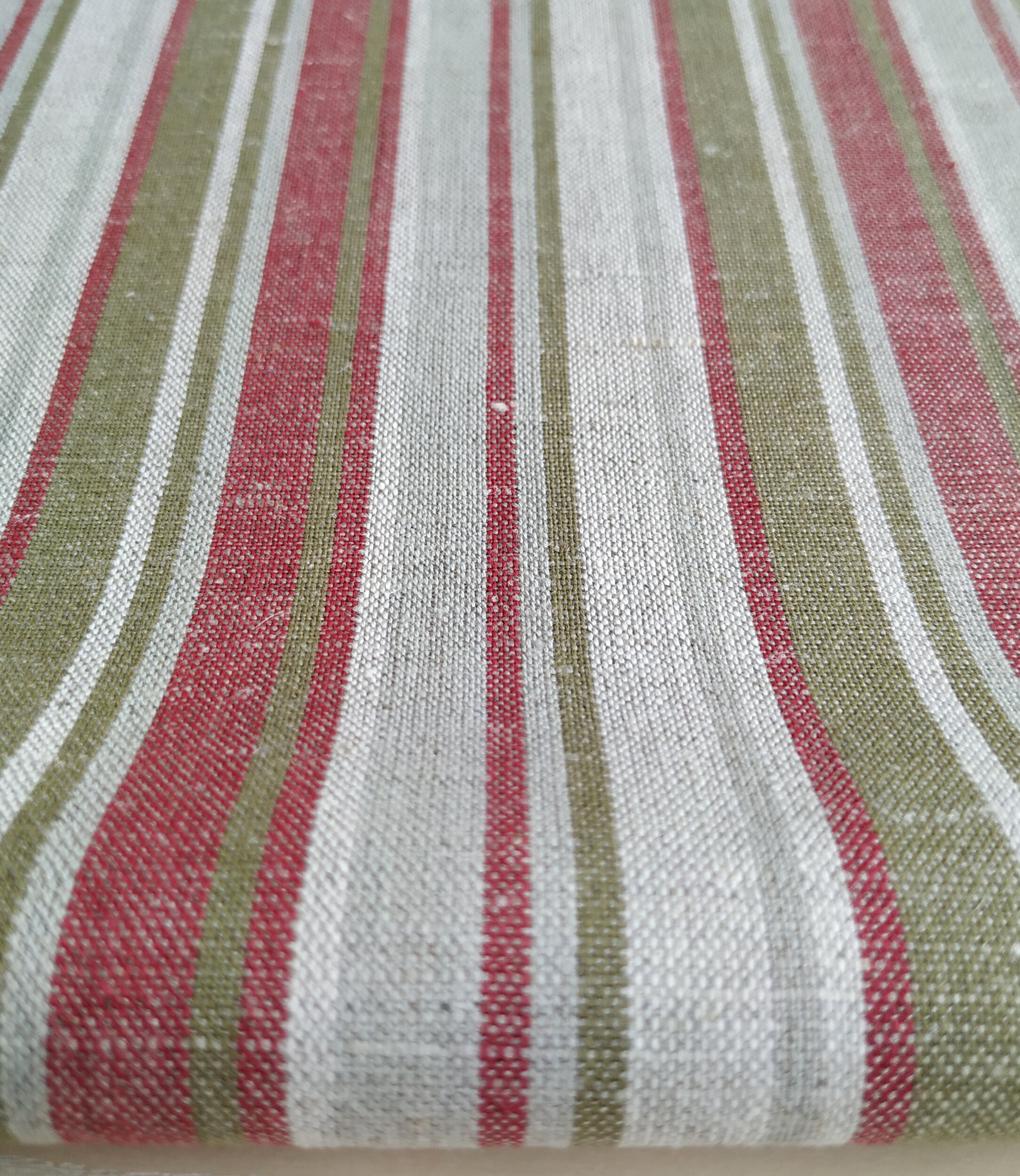 Striped Linen Cotton Mix fabric by the yard or meter Medium Etsy