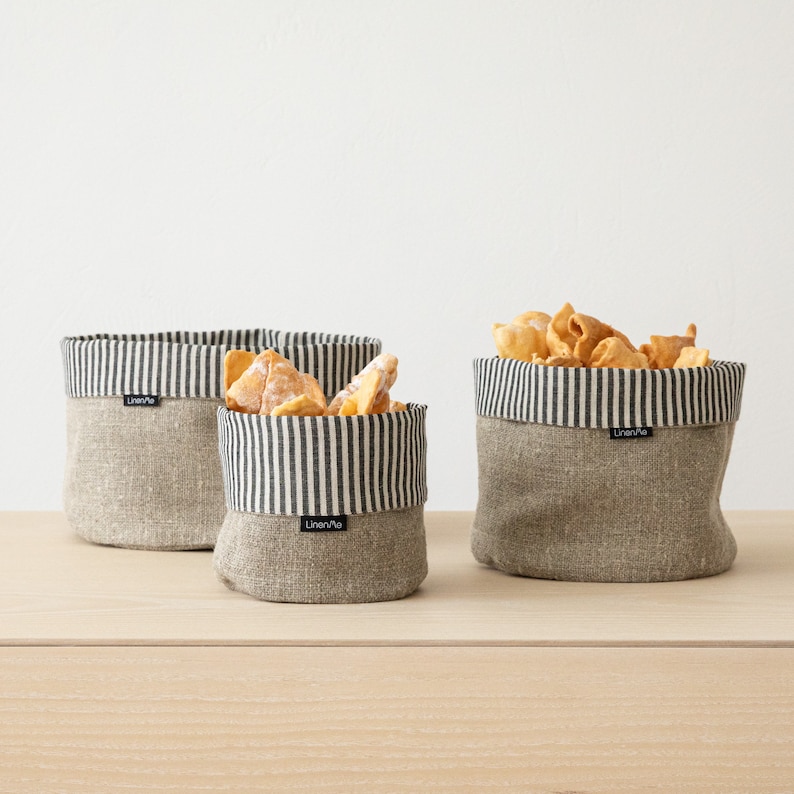 Natural Linen Fabric Bread Basket Organic Food Storage Plant Etsy