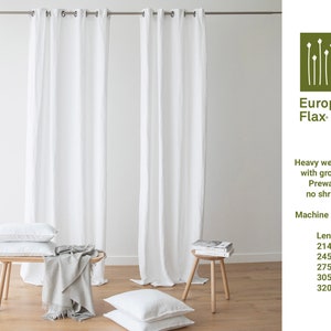Schwere Leinenvorhangplatte mit Ösen aus Seeschaum, gewaschenes Leinen. Europäischer Flachs. Vorhang für Fenster oder Türen. VERSANDFERTIG