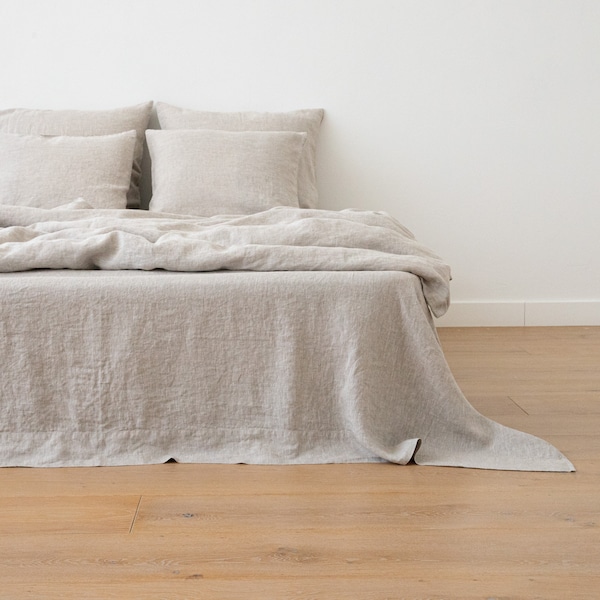 Washed Linen Flat Sheet in Natural. Linen Queen, King top sheet. Linen Bedding for summer. Custom size linen bed sheets.