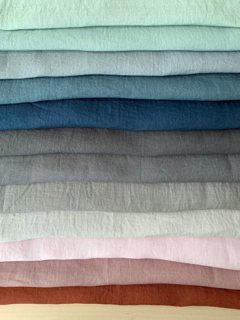 Stone Washed Linen fabric by the yard or meter. Width 180cm / Etsy