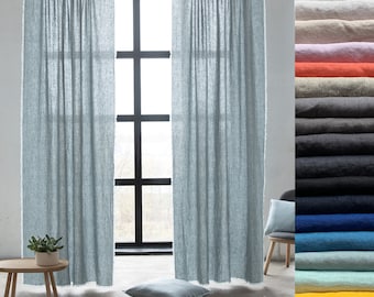 Heavy Weight Linen Curtain Panel, Rod Pocket Various Colours. Window, door or shower curtain. Washed European linen. Custom size available