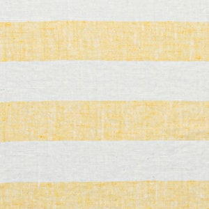 Heavy Weight Striped Linen fabric by the meter in Yellow White. 260 gr/m2, 140cm width. Linen fabric for decor pillows,upholstery,curtain Philippe