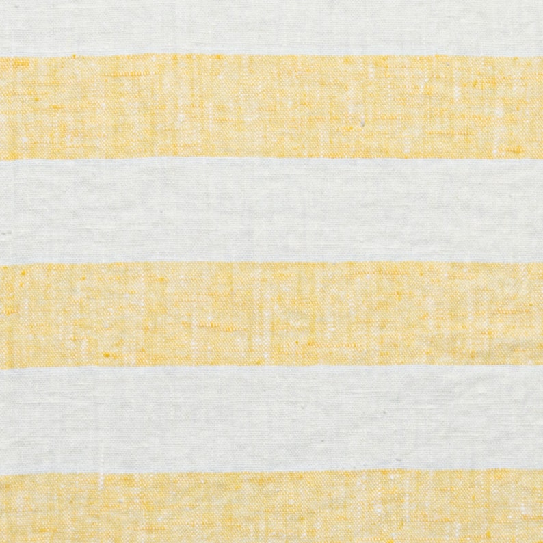 Heavy Weight Striped Linen fabric by the meter in Yellow White. 260 gr/m2, 140cm width. Linen fabric for decor pillows,upholstery,curtain Philippe