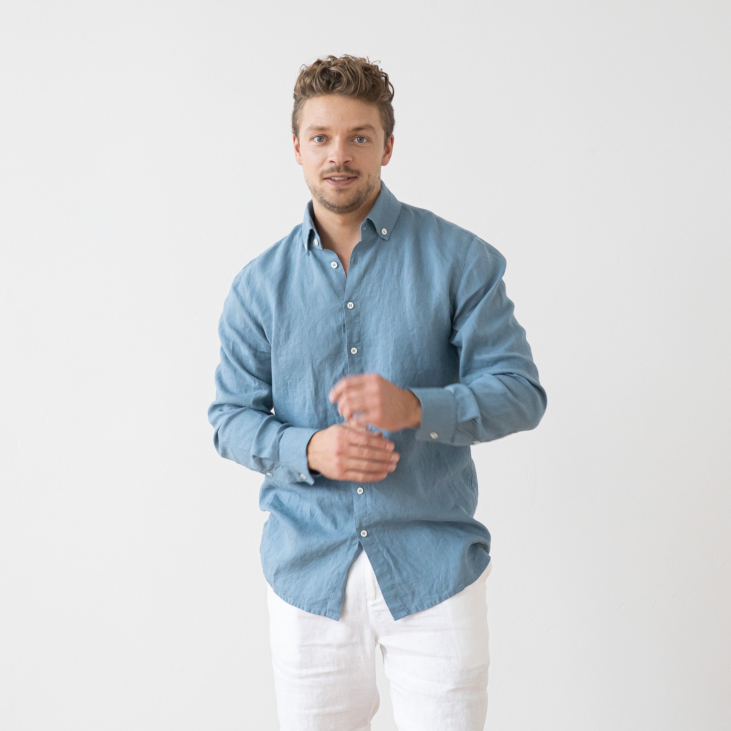 Men's Linen Shirt Various Colors. Classic Linen Shirt With Buttons