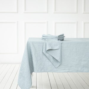 Washed Linen tablecloth in Various colours. Round, square, rectangular table linens. Heavy weight, plain weave. Custom size image 3