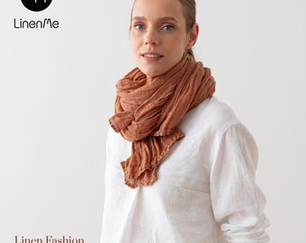 Mocha Linen Scarf – Sustainable European Flax Linen – Lightweight Eco Wrap for Summer – Available in More Colours & Sizes for Every Style