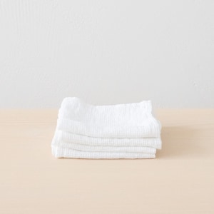 Linen Waffle Towels in White. Waffle Linen Bath Towel Set, waffle bath towel, linen hand towels and wash cloth. White linen face cloth towel image 9