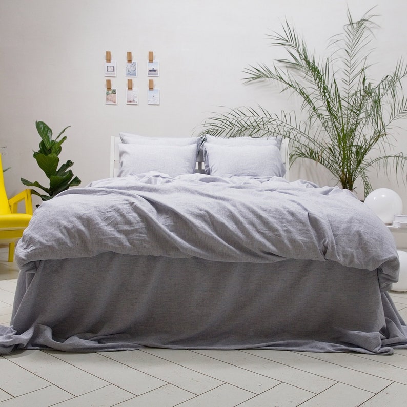 Linen Duvet Cover Indigo Pinstripe Washed Single Double Etsy