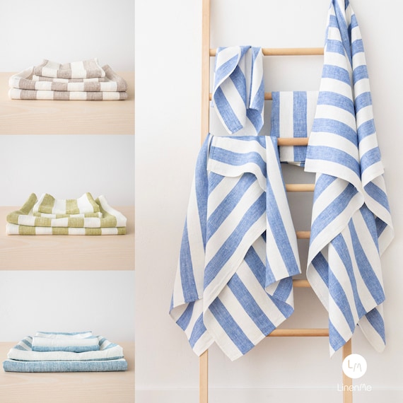 Striped Heavy Weight Linen Bath Towels Various Colours Towel Set Bath Towel Body Linen Towels. European Linen Super Absorbent. Huckaback Etsy Ireland