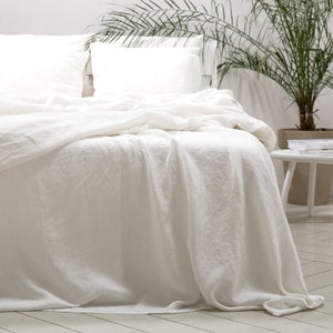 Off White Linen Sheet Set Washed. Fitted Sheet, Flat Sheet, 2 Pillow Cases. Linen Bedding, Queen, King sheet sets