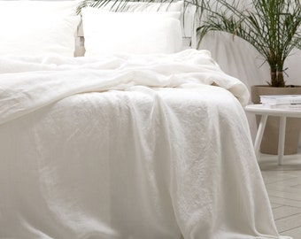 Off White Linen Sheet Set Washed. Fitted Sheet, Flat Sheet, 2 Pillow Cases. Linen Bedding, Queen, King sheet sets