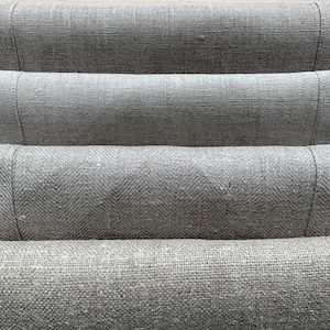 Heavy Weight Natural Linen fabric by the yard or meter. Linen fabric for pillows, upholstery,  260 gr/m2 and heavier. Plain, Herringbone