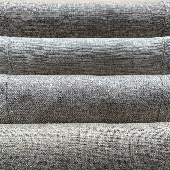 Tejido de lino pesado natural por yarda o metro. Tejido de lino para  almohadas, tapicería,260 gr/m2 y más pesado. Llanura, espina de pescado -   México