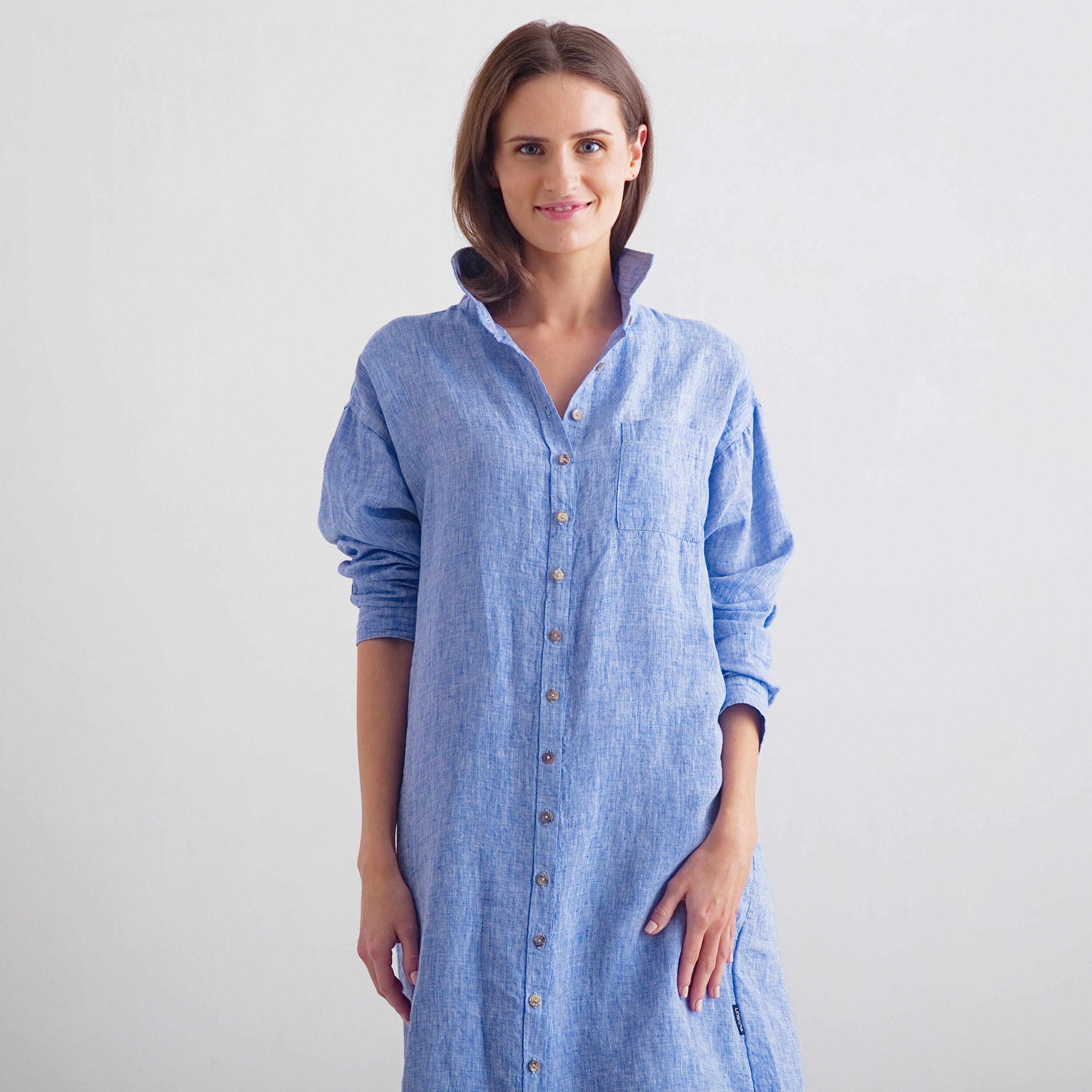 Linen Shirt Dress Melange Various Colors. Washed linen Etsy