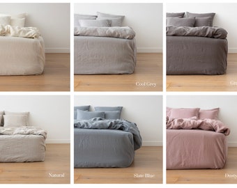 Stone Washed Linen Fitted Sheet in Various colours. King, Queen, Custom size linen fitted sheet, linen bedding. 100% European Linen