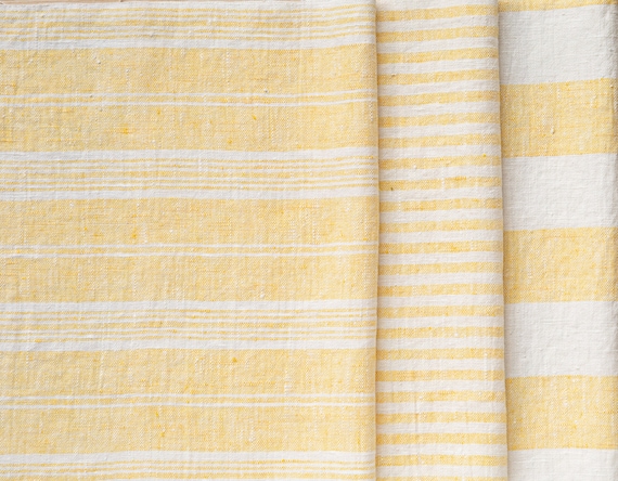 French Linen Cloth Heavyweight Vintage Stripe Linen