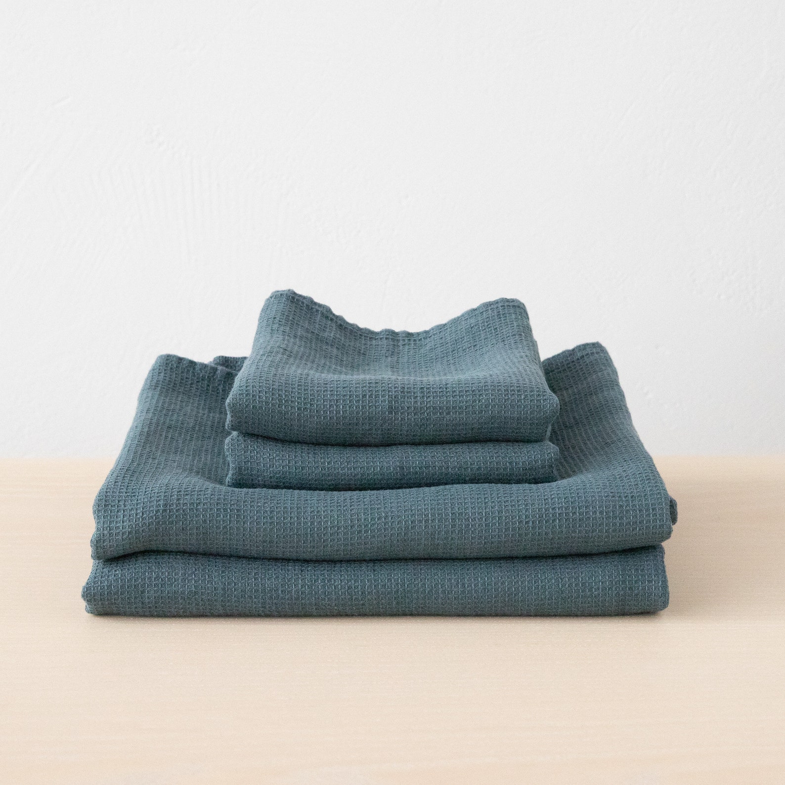 Linen Waffle Towels in Balsam Green: Towel Set Bath Towel | Etsy