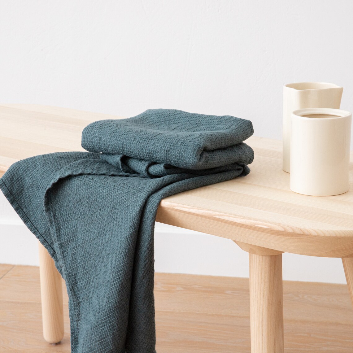 Linen Waffle Towels in Balsam Green Towel Set Bath Towel Etsy