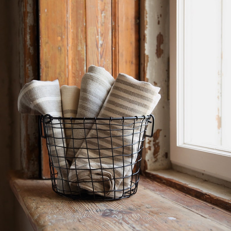 Linen tea towel. Washed linen kitchen towel. Guest, hand towel. Natural dish towel. Heavy weight linen. Set of 2 dishcloth. Very Absorbent image 2