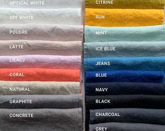Plain Heavy Weight Linen fabric by the yard or meter in Marine Blue, Spa Green, Balsam Green . Linen fabric for bags, linen clothing