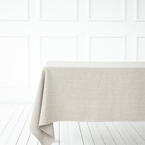 Washed Linen tablecloth in Various colours. Round, square, rectangular table linens. Heavy weight, herringbone weave. Custom size image 4