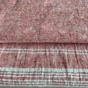 Heavy Weight Linen fabric by the yard or meter in Red 260 gr/m2, 140cm width. Linen fabric for decor pillows, curtains, towels