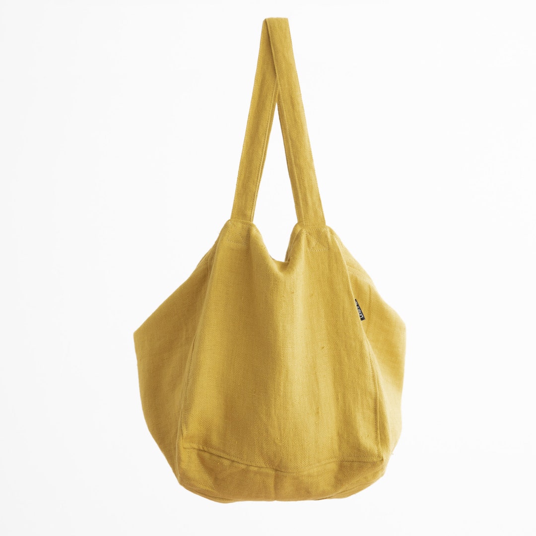 Linen Shopping Bag in Citrine and Other Colors Linen Market - Etsy