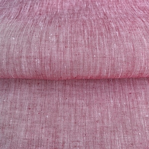 Tessuto di lino melange lavato dal cortile o metro Cherry Red. 165 gr / m2. Tessuto di lino di qualsiasi lunghezza. Biancheria per indumenti