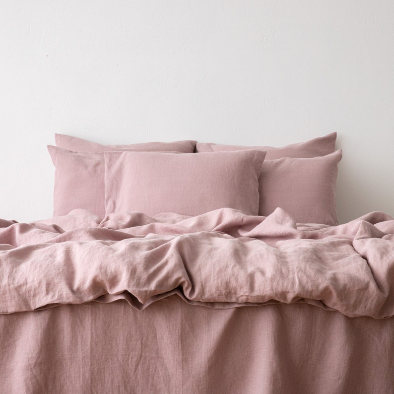 Washed Linen Pillow Case in Dusty Rose. Linen Standard Queen Etsy