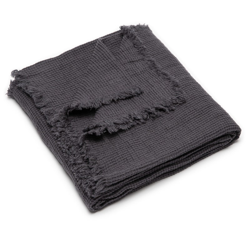 Linen Throw Blanket in White Waffle Fabric With Hand Made Etsy Canada