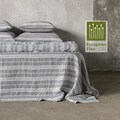 Striped Linen Flat Top Sheet Graphite. Single, Double, Twin, Queen, King, Custom size bed linen sheets, linen bedding.