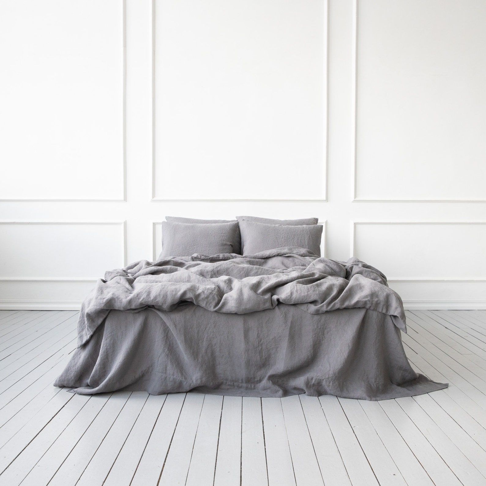 Steel Grey Washed Linen Duvet Cover single Double King and Etsy