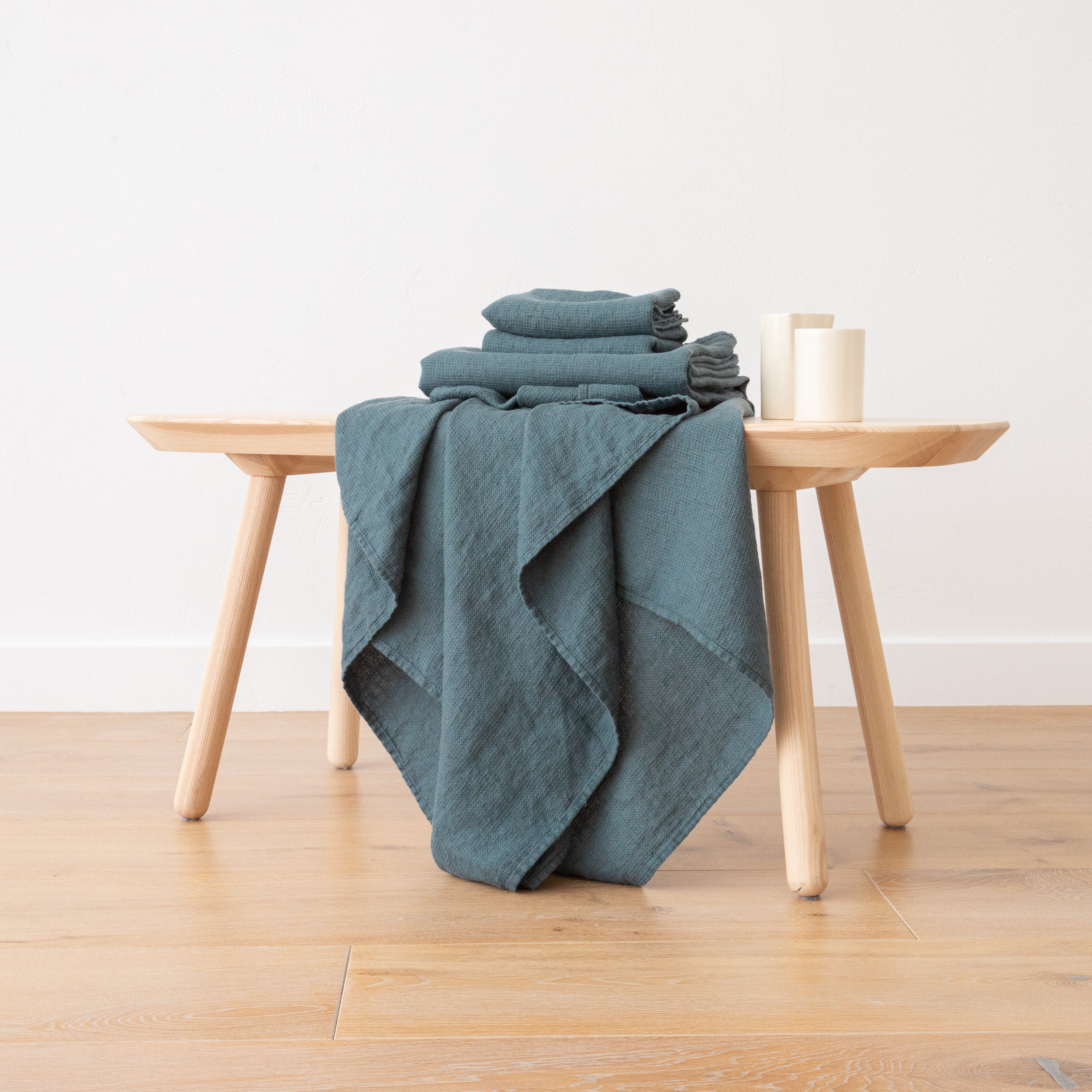 Linen Waffle Towels in Balsam Green Towel Set Bath Towel Etsy