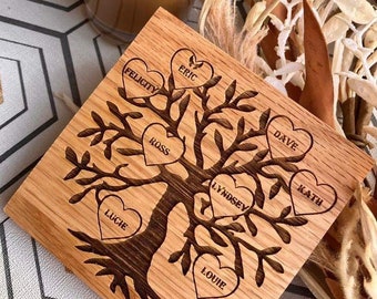 Solid oak personalised coasters