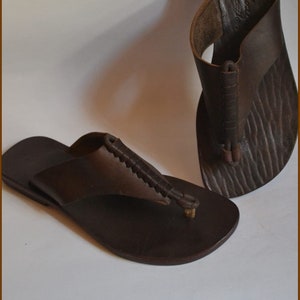 Gladiator Leather Sandals, Flat Sandals, Handmade Bodrum Sandals, Brown Leather Flats, Toe Ring Sandals, Strappy Sandals, Greek Sandals-US52