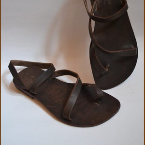 Dark Brown Leather Sandals Leather Flat Sandals, Women Gladiator Sandals, Handmade Leather Sandals, Elegant Beach Sandals, Summer Shoes-US22