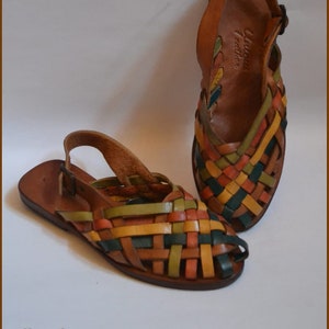 Colorful Design Brown Leather Sandals, Handmade Leather Strap Sandals, Elegant Women Sandals, Gladiator Shoes, Famous Bodrum Sandals-US38