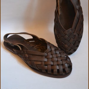 Gladiator Style Dark Brown Leather Sandals, Elegant Leather Flat Sandals, Great Wedding Sandals, Women Gladiator Shoes, Bridal Sandals-US37