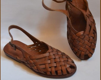 Bruin lederen sandalen, handgemaakte lederen riem sandalen, Romeinse sandalen, Griekse sandalen, oude gladiator schoenen, beroemde Bodrum sandalen-US39.